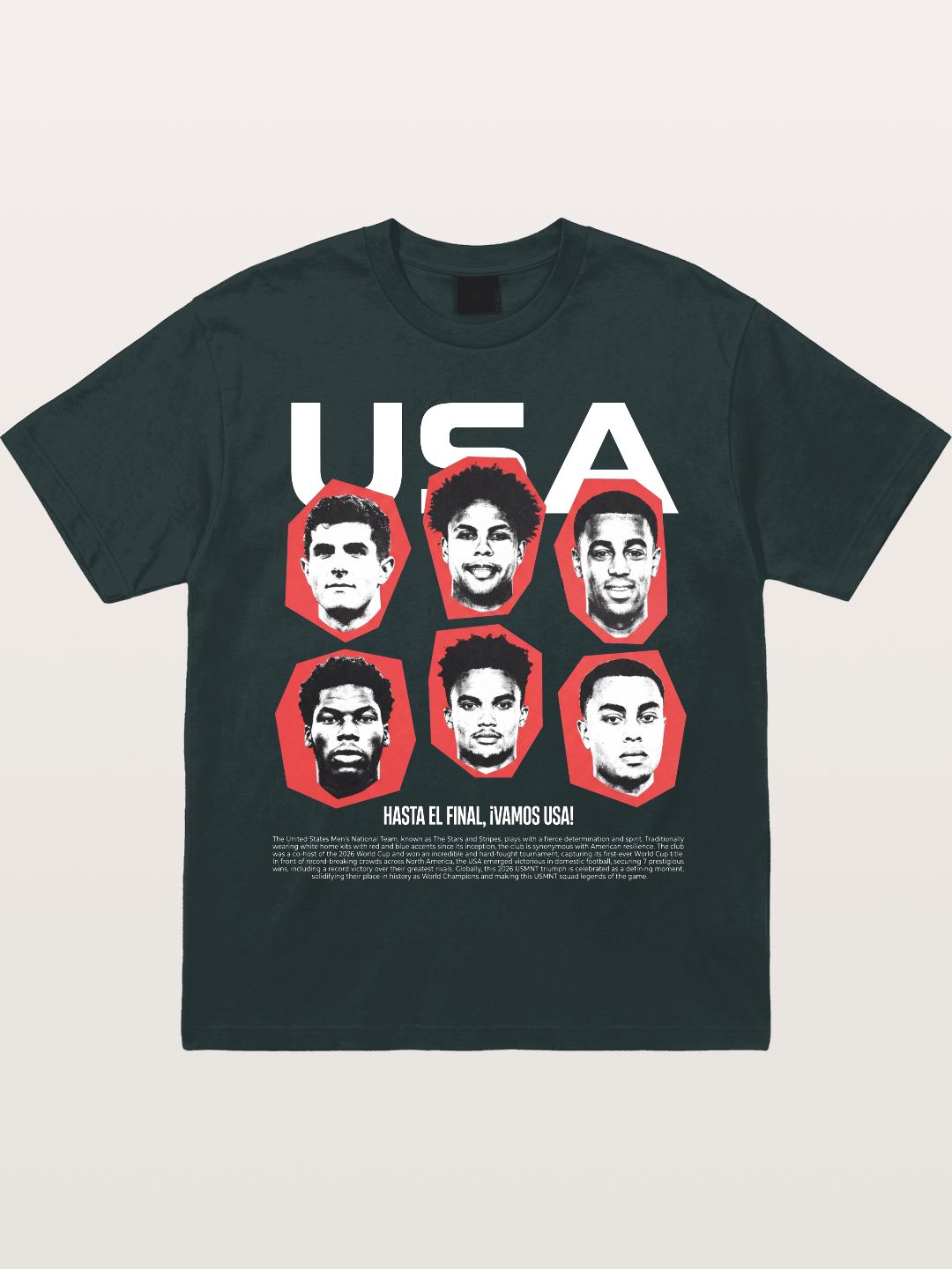 Six US Soccer Stars Hexagon Layout Gildan T-shirt