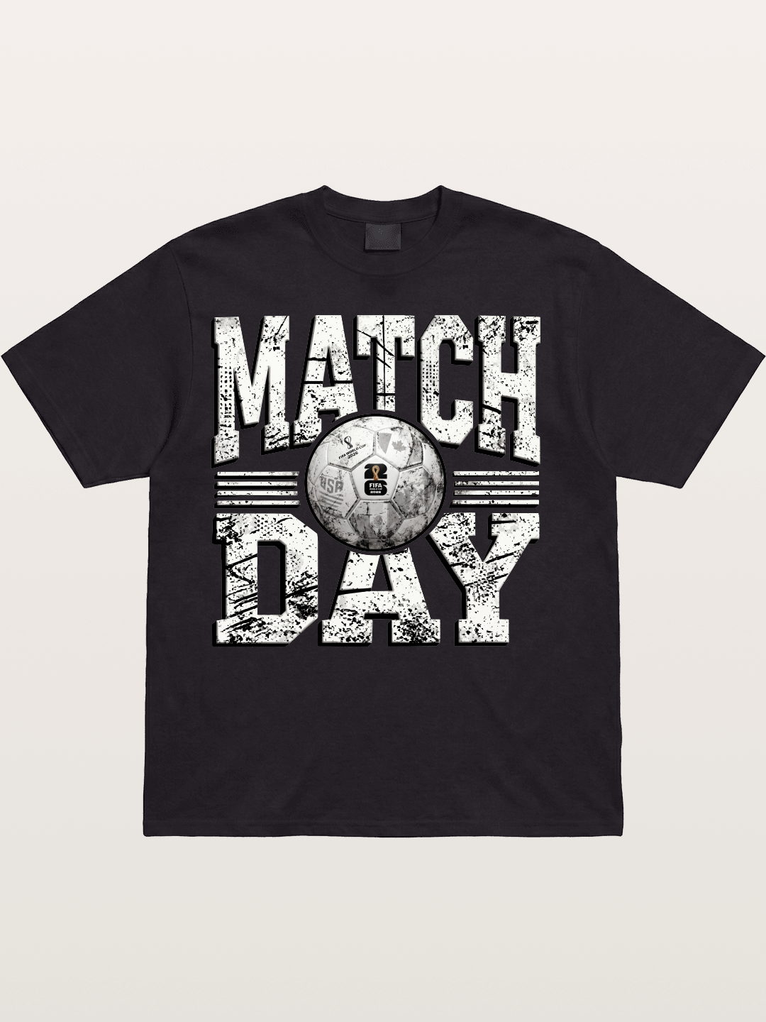Match Day Grunge Soccer Print Cotton T-shirt