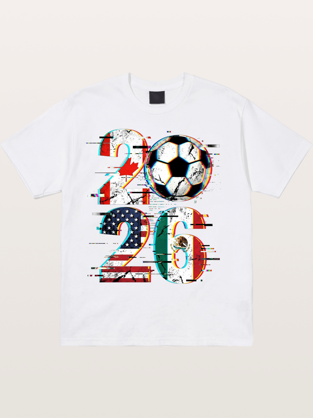 2026 WC Glitch Typography Print Cotton T-shirt