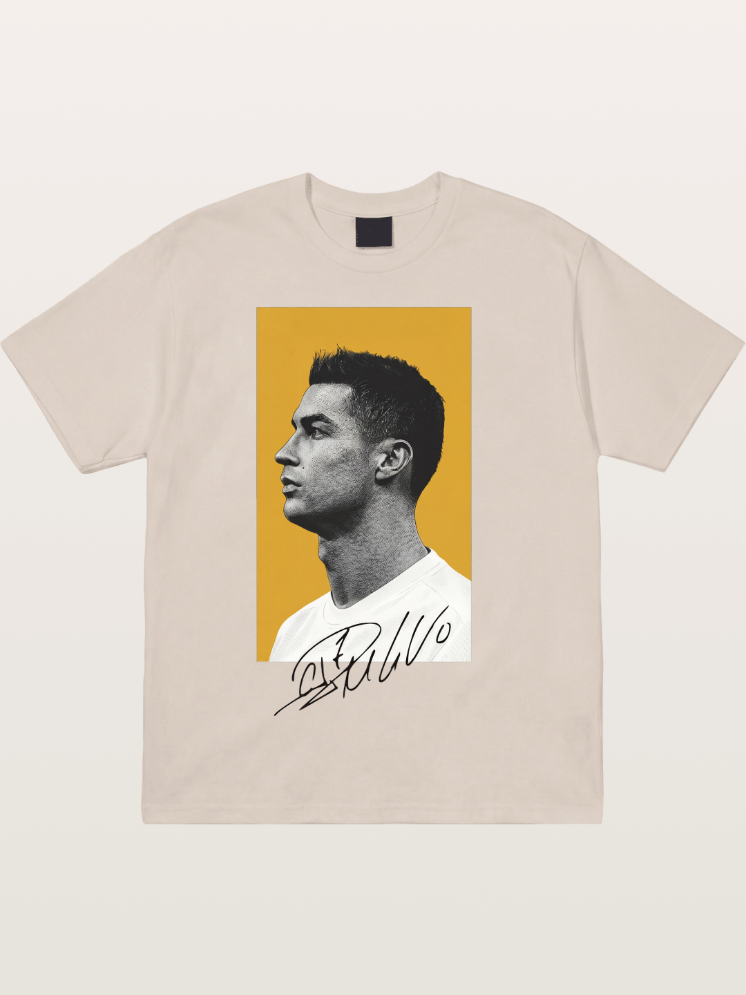 Ronaldo Gold Background Portrait Cotton T-shirt