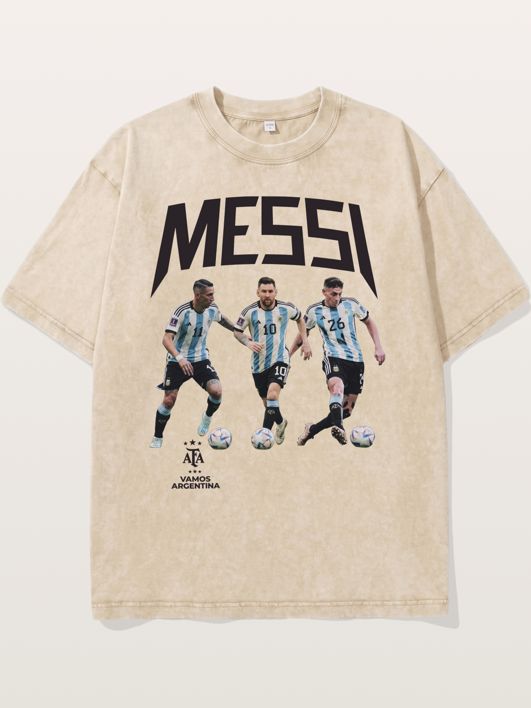 Messi Argentina Trio Soccer Players Washed T-shirt