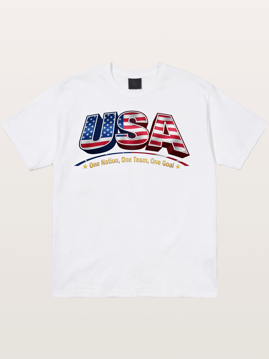 USA Flag 3D Letter World Cup Cotton T-shirt