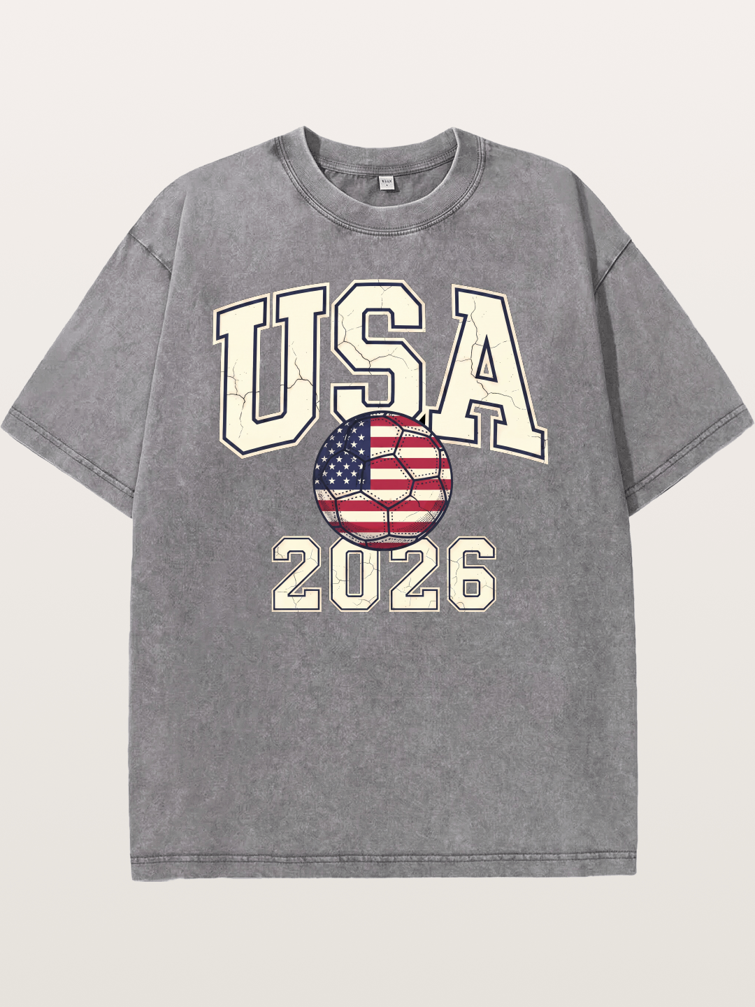 USA 2026 Cracked Letter Soccer Washed T-shirt