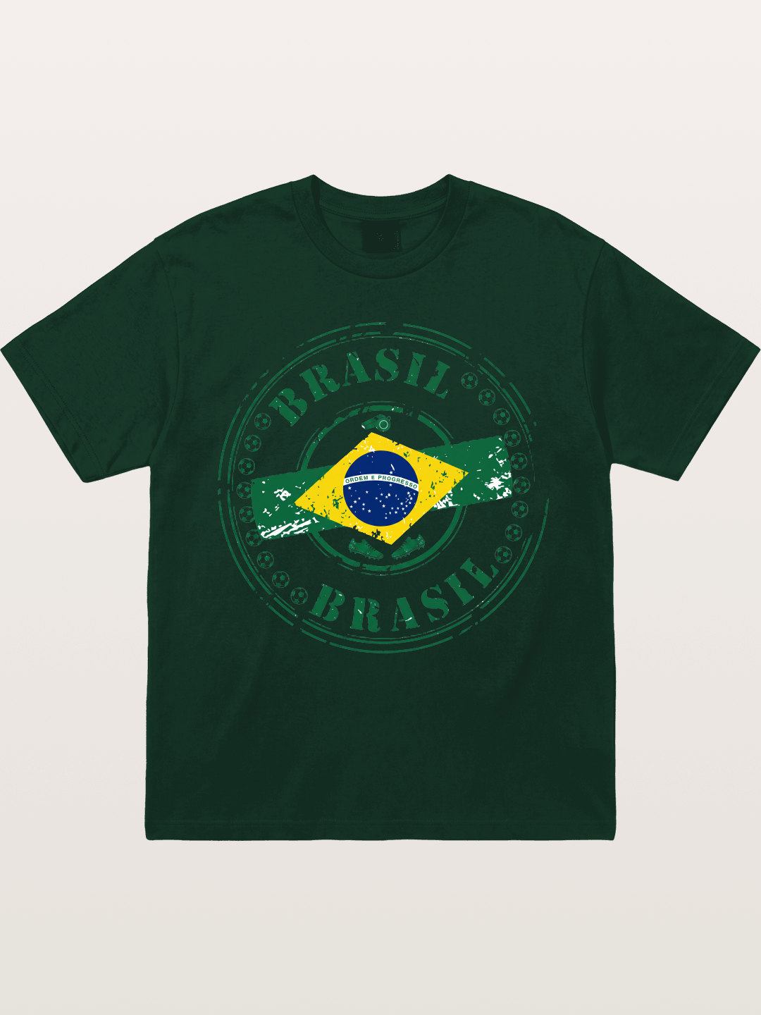 Brazil Flag Stamp Soccer Print Gildan T-shirt