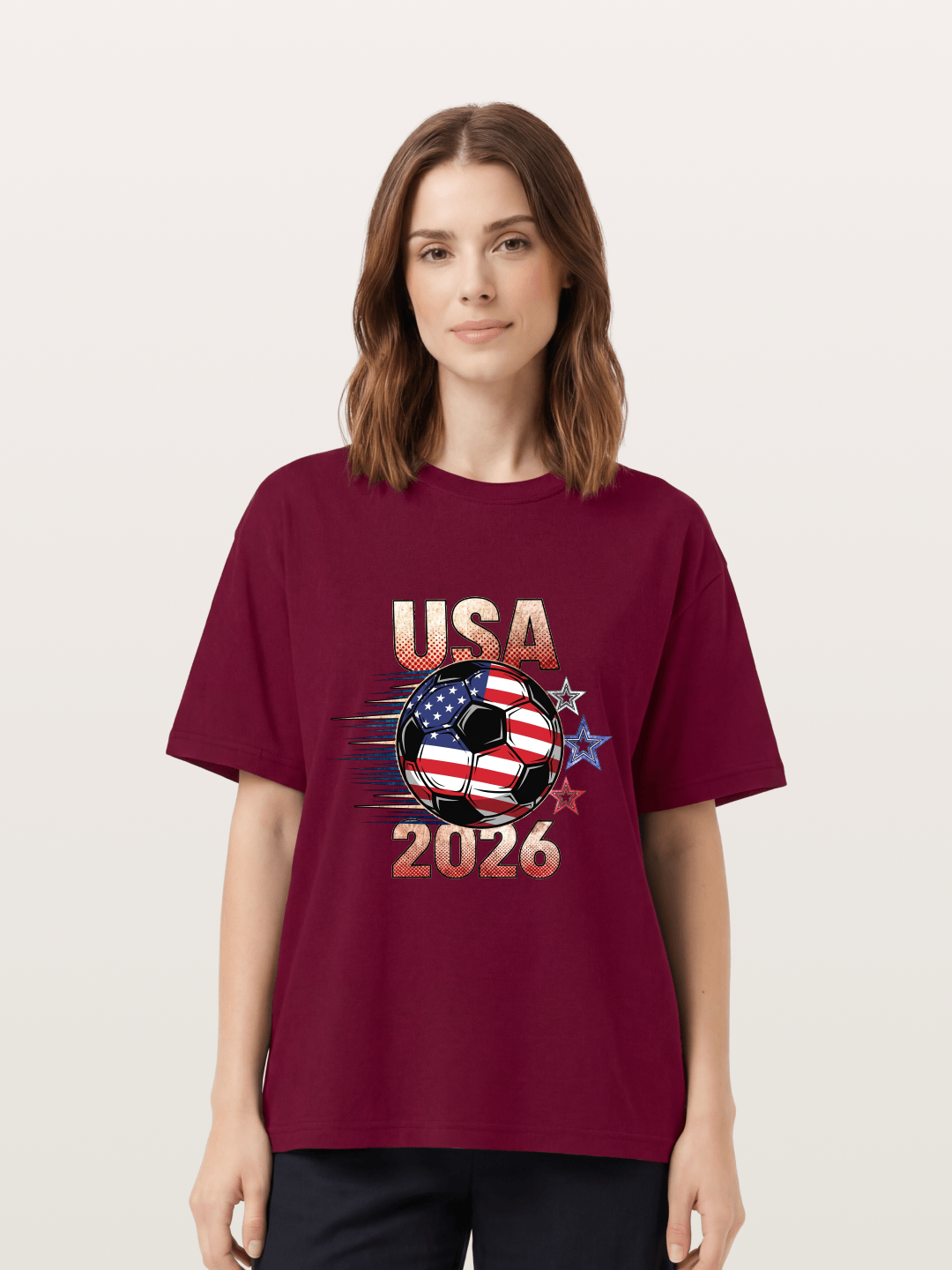 USA 2026 American Flag Soccer Ball Gildan T-shirt
