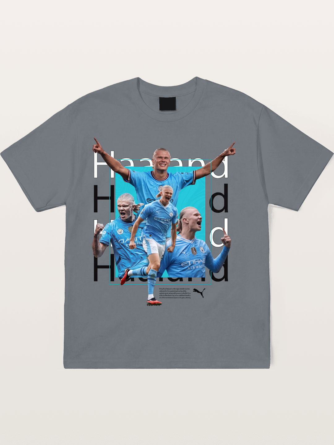 Haaland Typography Collage Art Cotton T-shirt