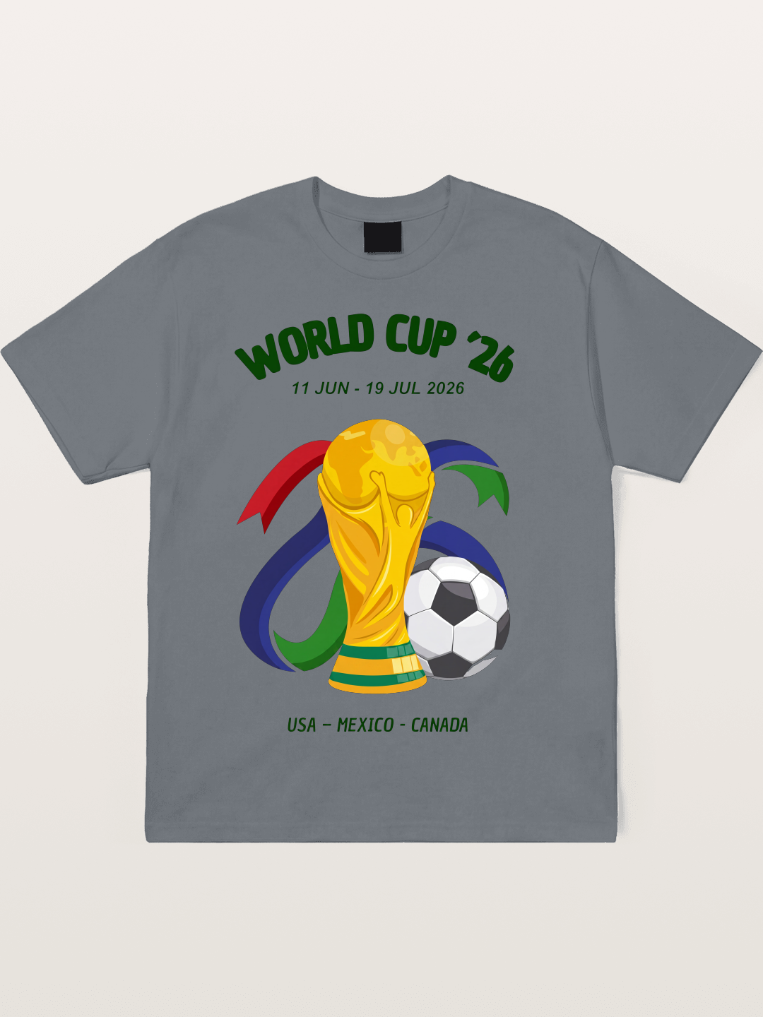 World Cup 26 Trophy and Soccer Ball Cotton T-shirt