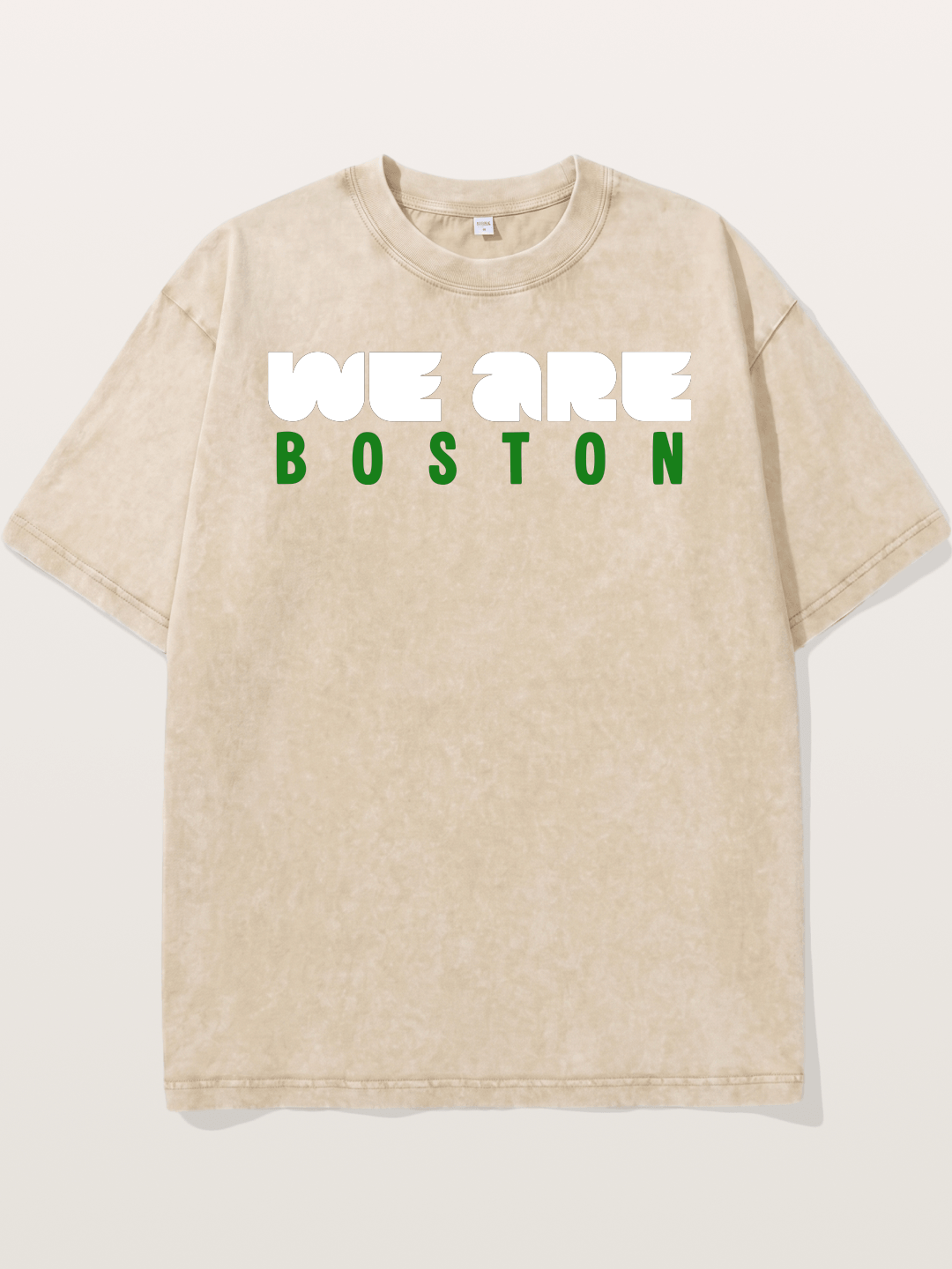 Boston Green Bold Text Washed T-shirt