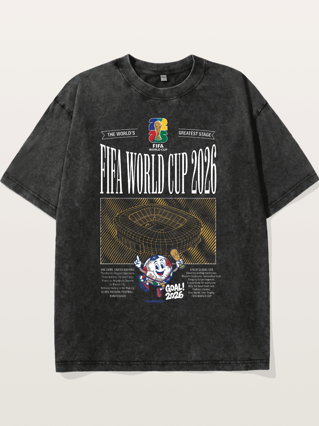 2026 WC Stadium Mascot Line Art Washed T-shirt