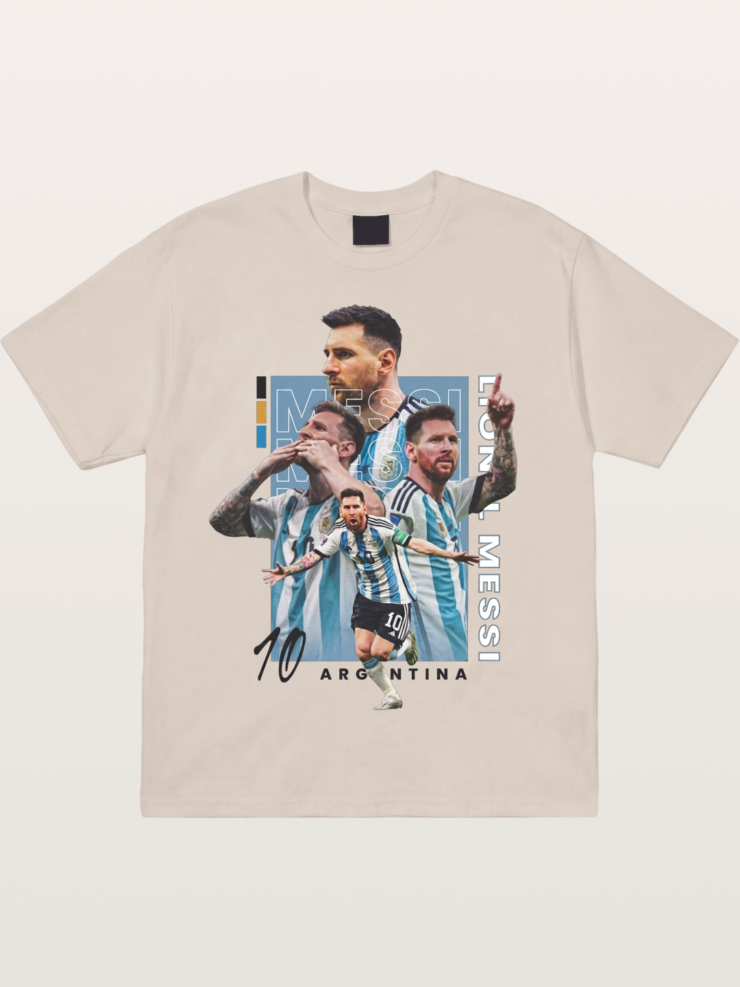 Messi Argentina Layered Collage Cotton T-shirt
