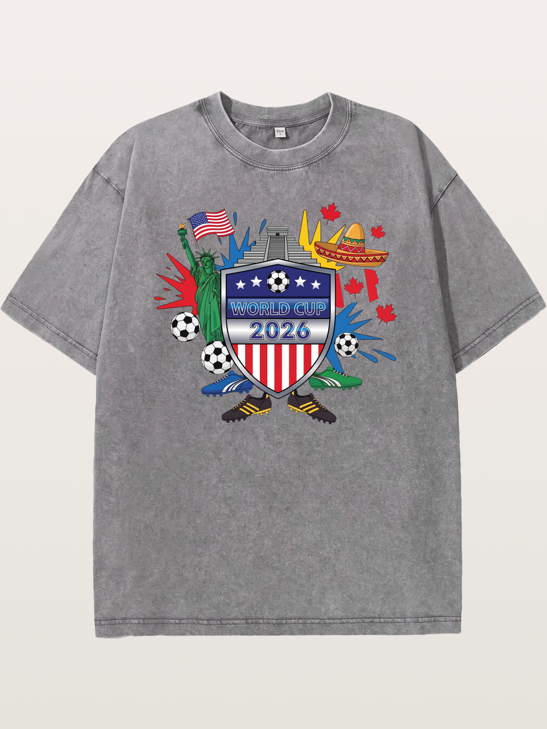 USA Mexico Canada WC Shield Washed T-shirt