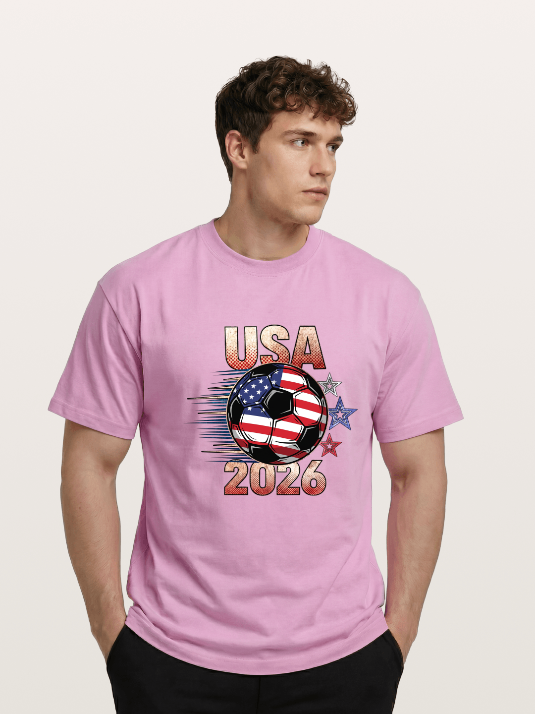USA 2026 American Flag Soccer Ball Gildan T-shirt
