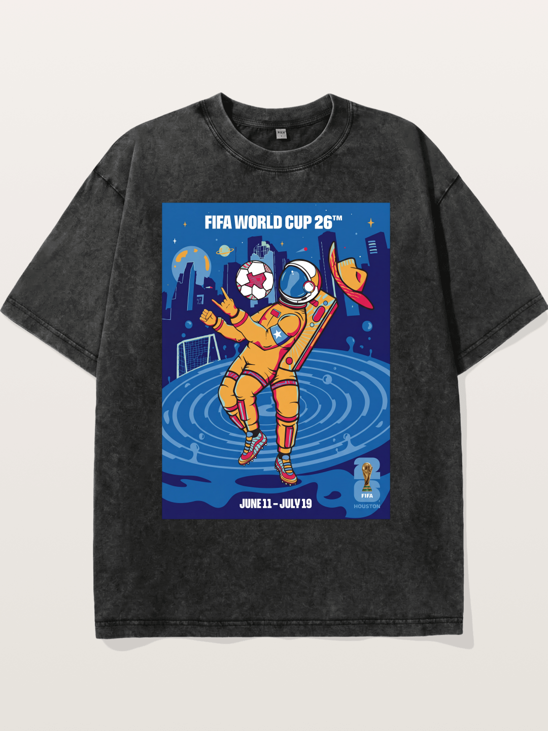 WC 2026 Astronaut Soccer Player Washed T-shirt