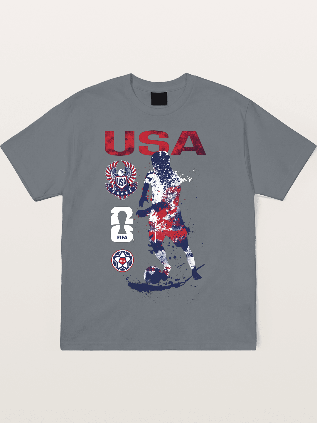 USA WC 2026 Splatter Soccer Player Cotton T-shirt