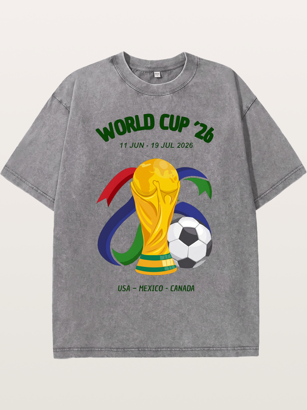 World Cup 26 Trophy and Soccer Ball Washed T-shirt
