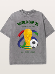 World Cup 26 Trophy and Soccer Ball Washed T-shirt