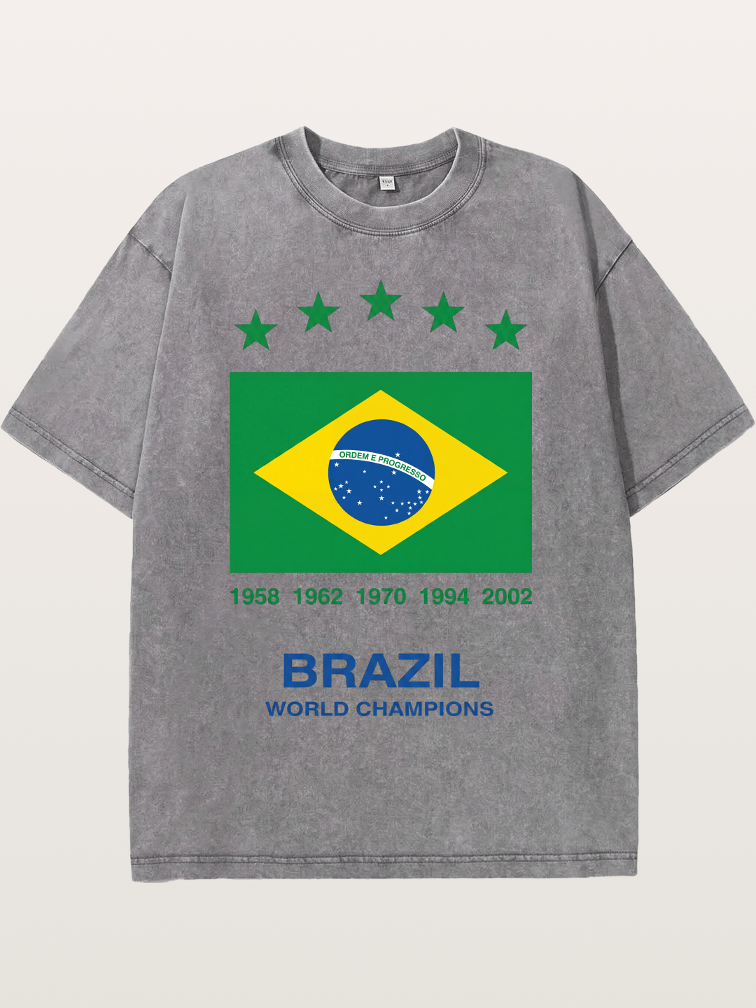 Brazil World Champions Flag Card Washed T-shirt