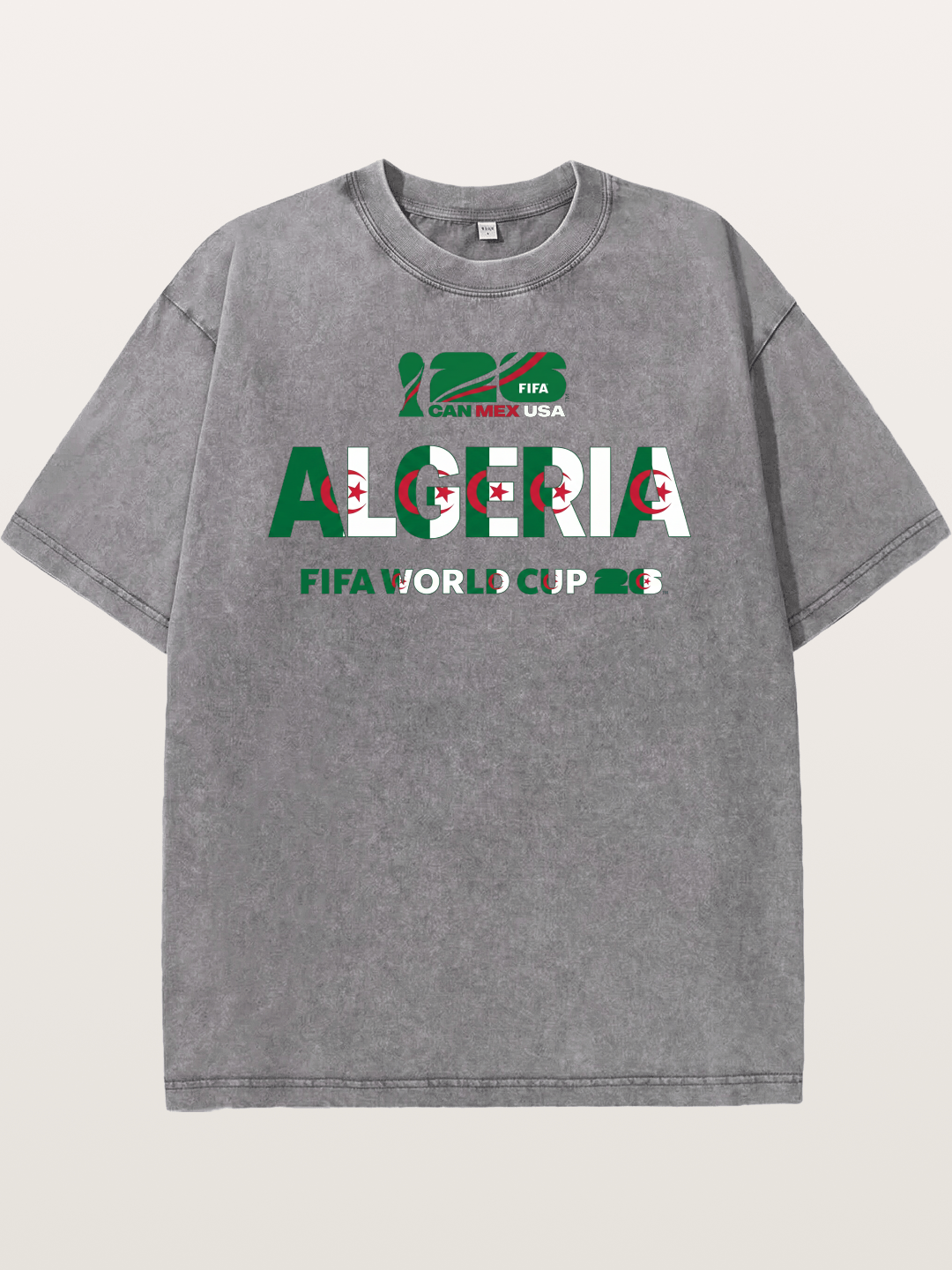 Algeria 2026 Flag Motif Art Washed T-shirt