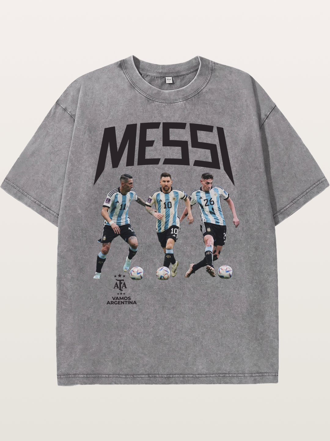 Messi Argentina Trio Soccer Players Washed T-shirt