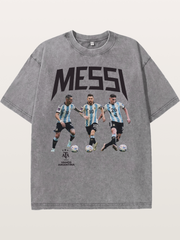 Messi Argentina Trio Soccer Players Washed T-shirt