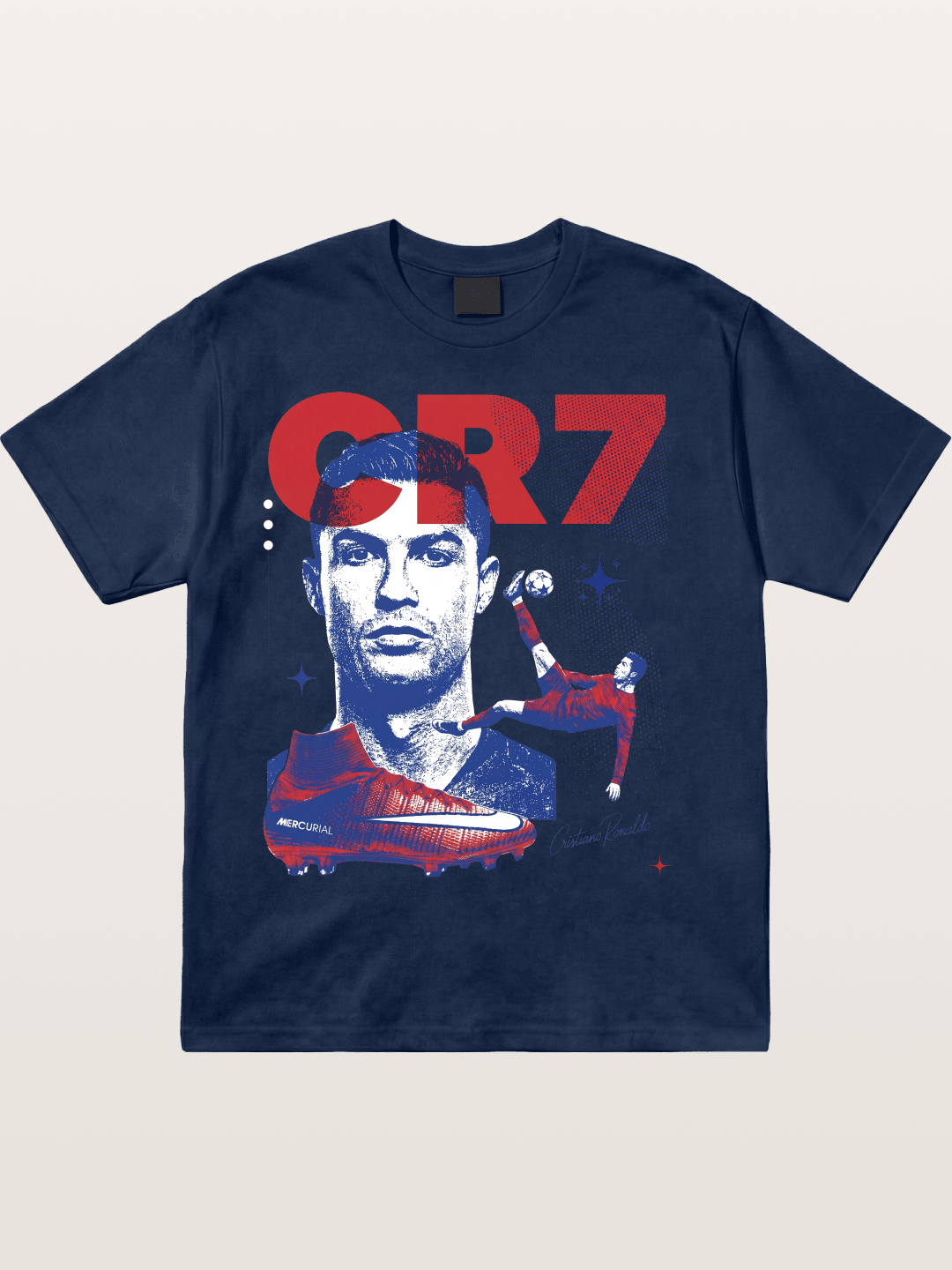 CR7 Retro Halftone Print Cotton T-shirt