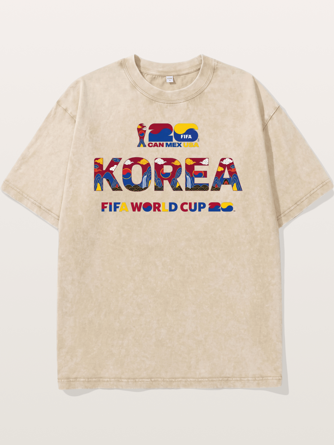 Korea 2026 Folk Ornament Design Washed T-shirt