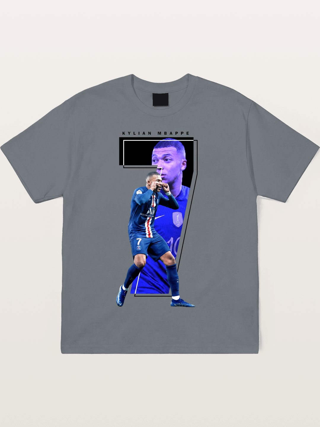 Mbappe Dual Portrait Collage Cotton T-shirt