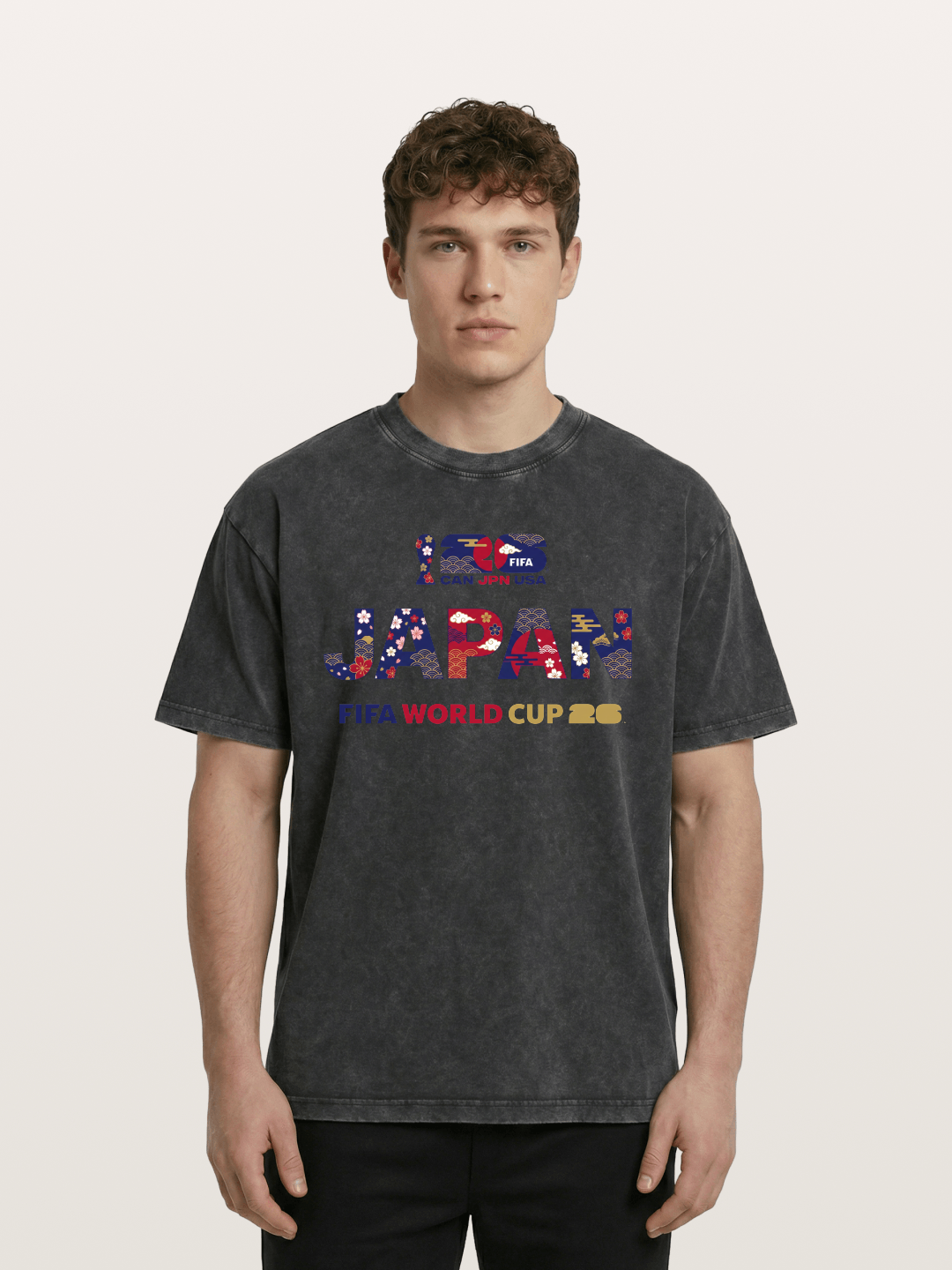 2026 World Cup Japan Sakura Typo Washed T-shirt