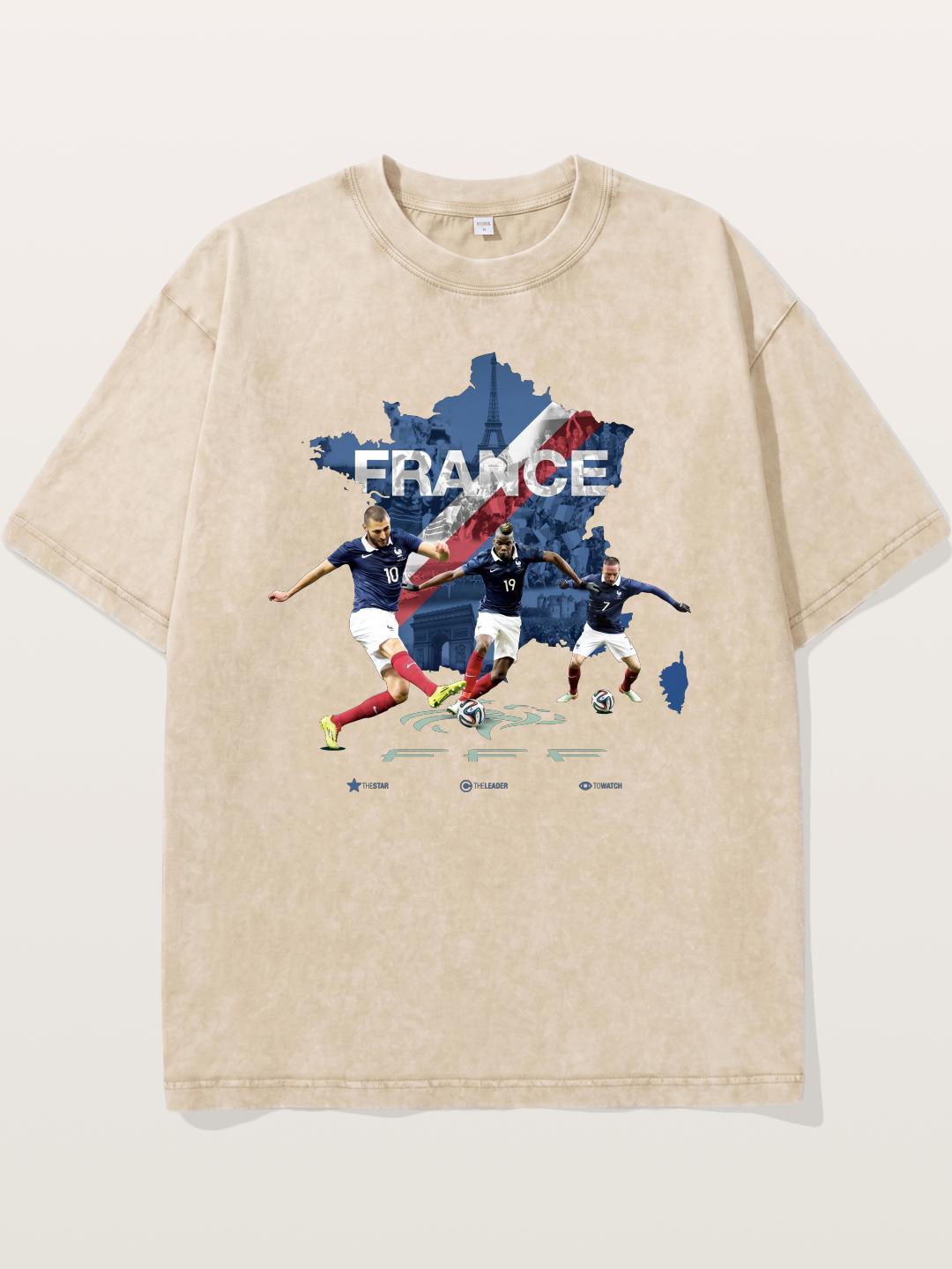 France Football Stars With Map Washed T-shirt