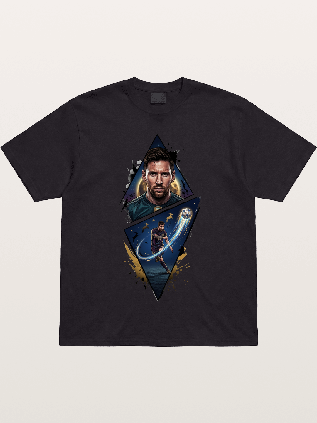 Lionel Messi Split Portrait Art Gildan T-shirt