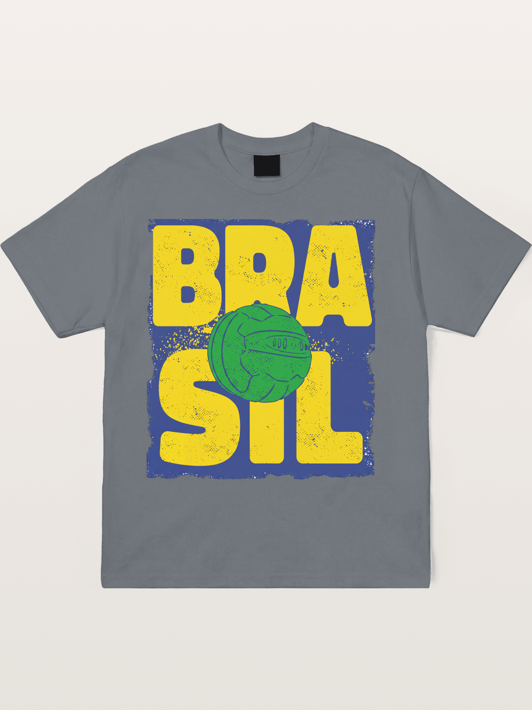Grunge Brazil Soccer Text Card Cotton T-shirt