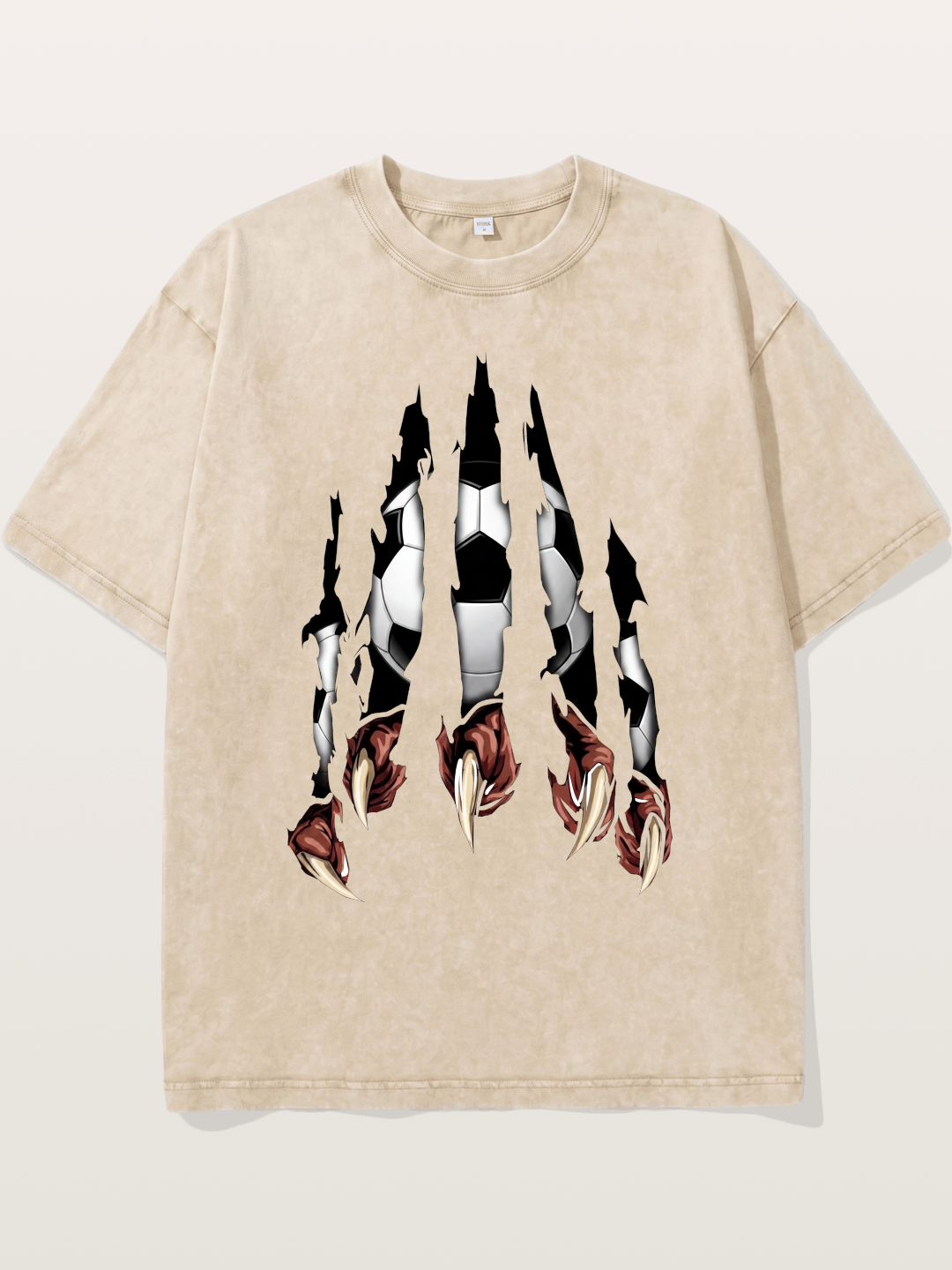 Claw Tear Soccer Reveal Print Washed T-shirt