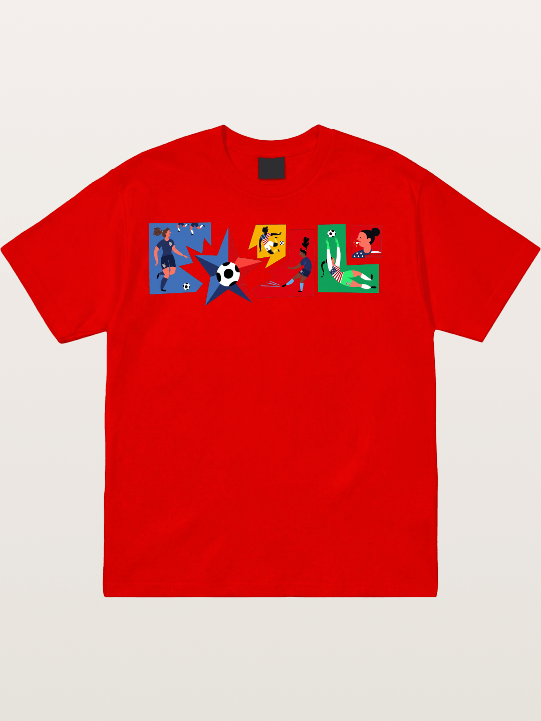 USA Women Soccer Collage Art Cotton T-shirt