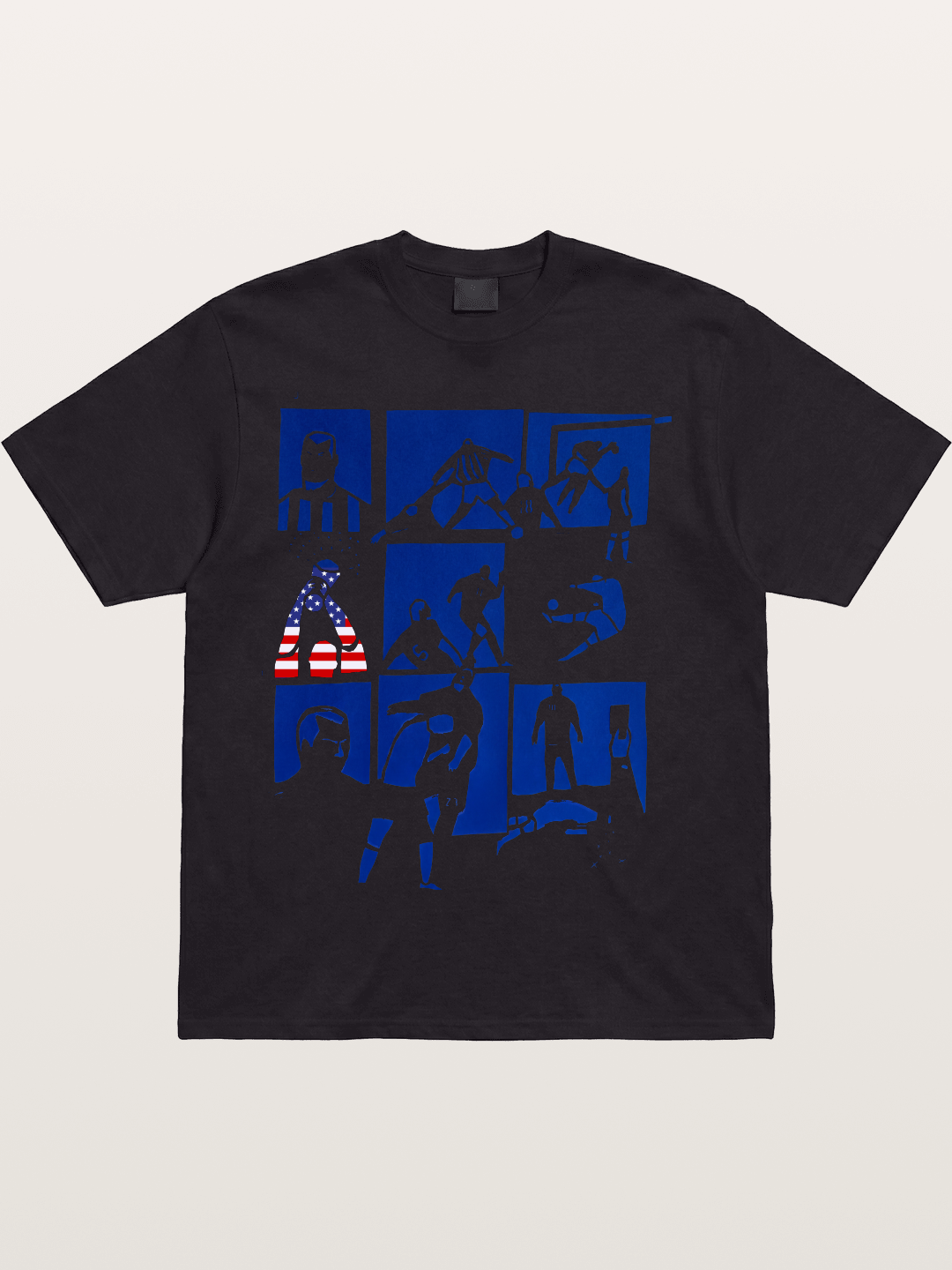 USA Soccer Player Silhouette Grid Cotton T-shirt