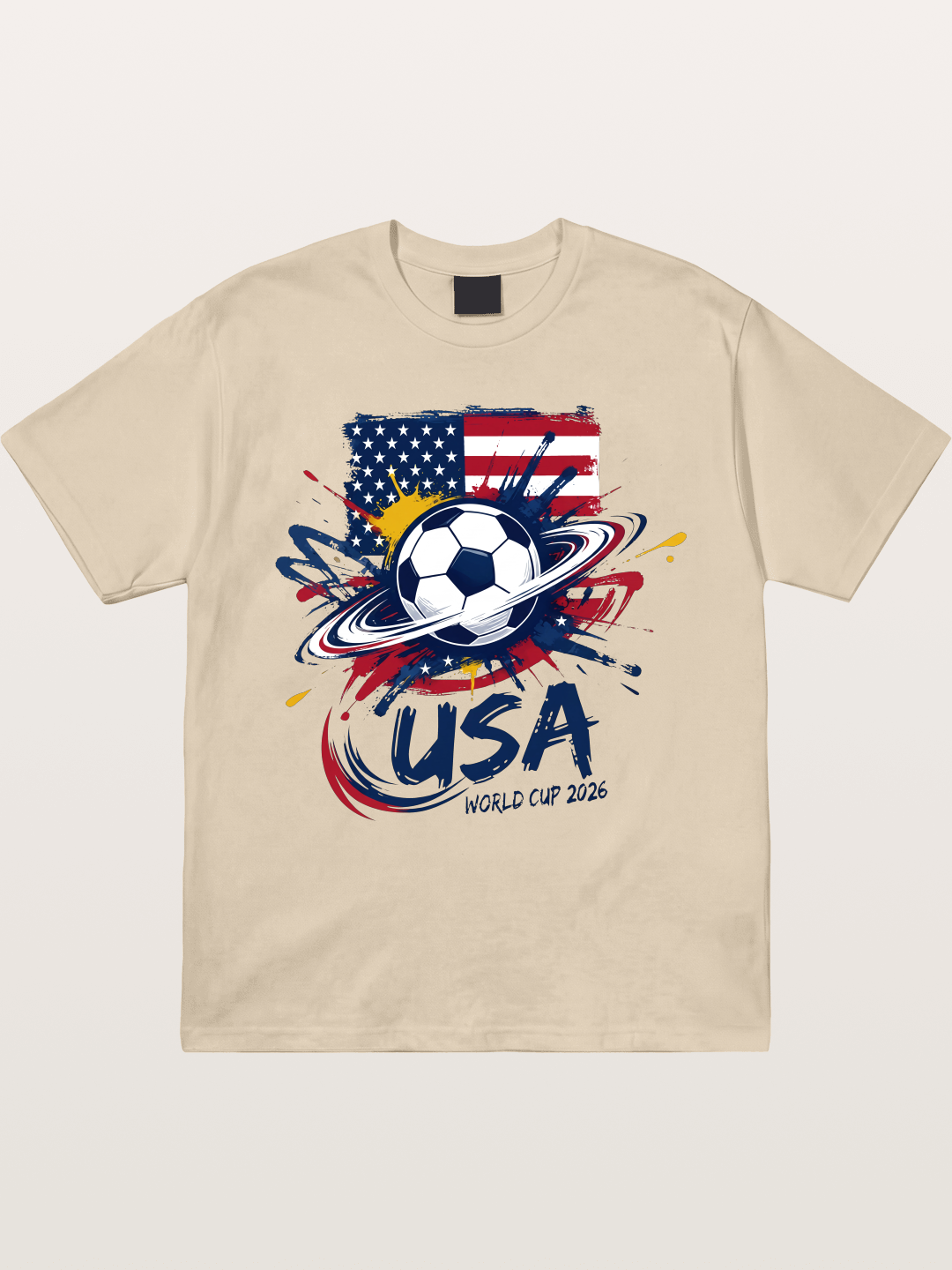 American Flag Splatter Soccer 2026 Gildan T-shirt