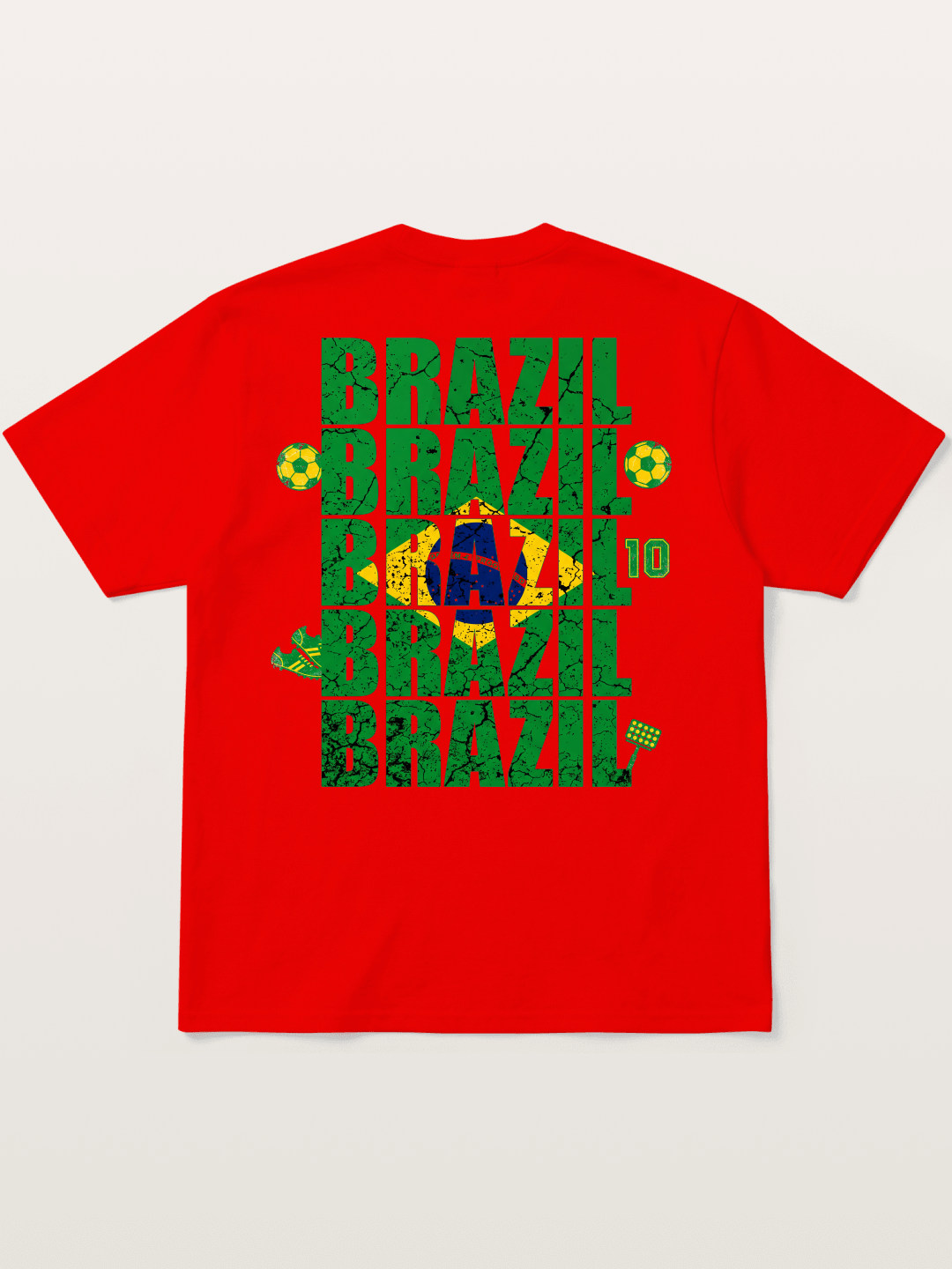 Brazil Cracked Text Collage Art Cotton T-shirt