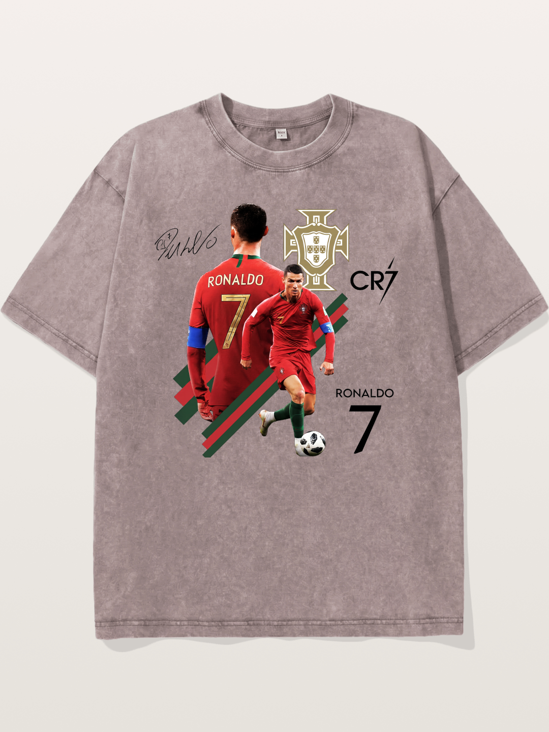 CR7 Portugal Crest Montage Washed T-shirt