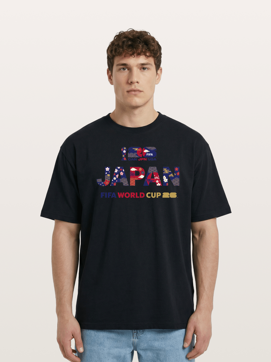 2026 World Cup Japan Sakura Typo Cotton T-shirt