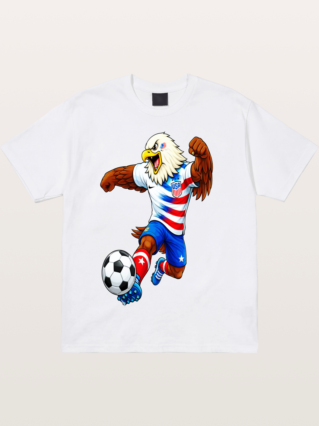 USA Eagle Mascot Soccer Graphic Cotton T-shirt