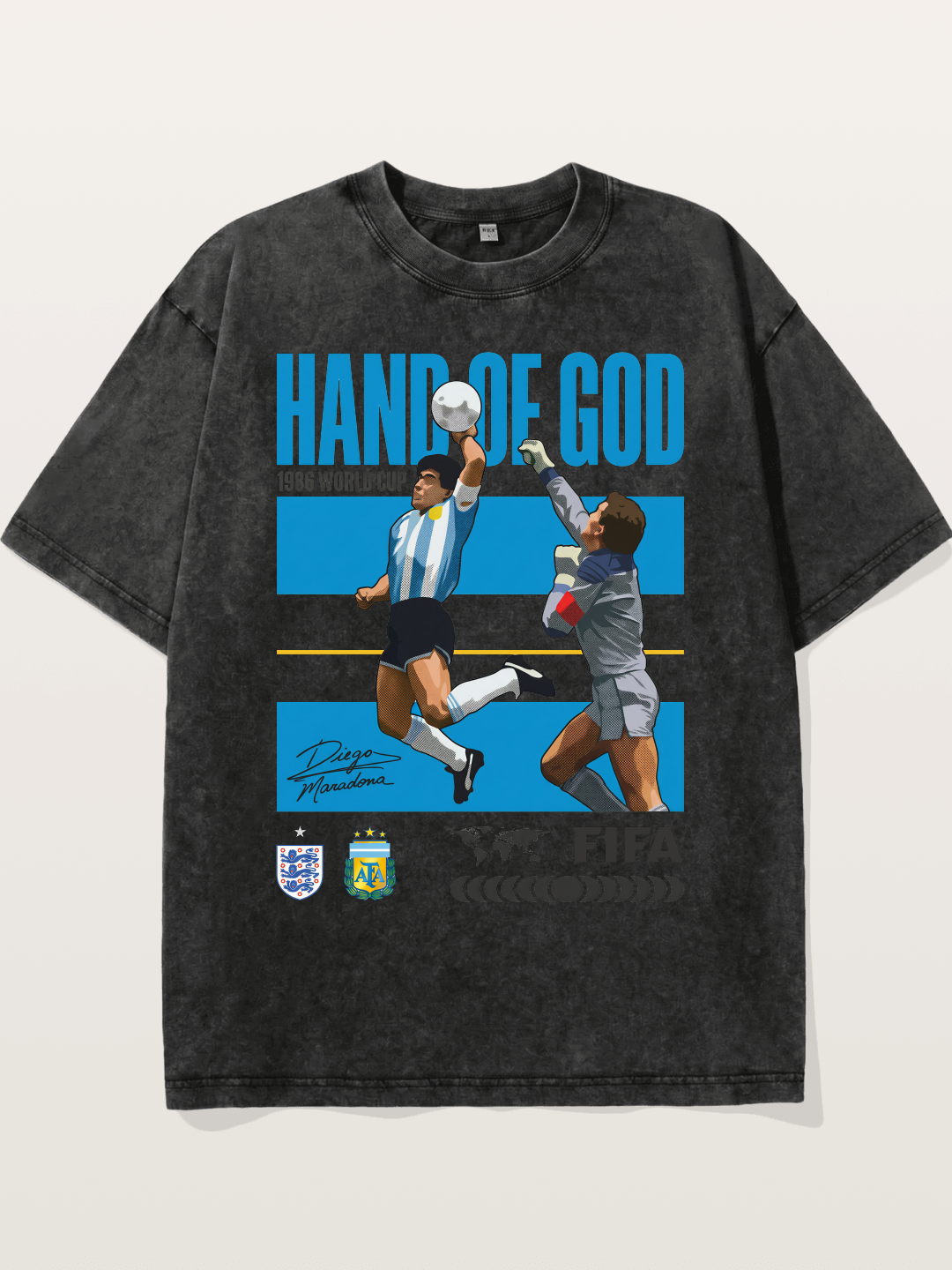 Hand of God 1986 WC Art Washed T-shirt