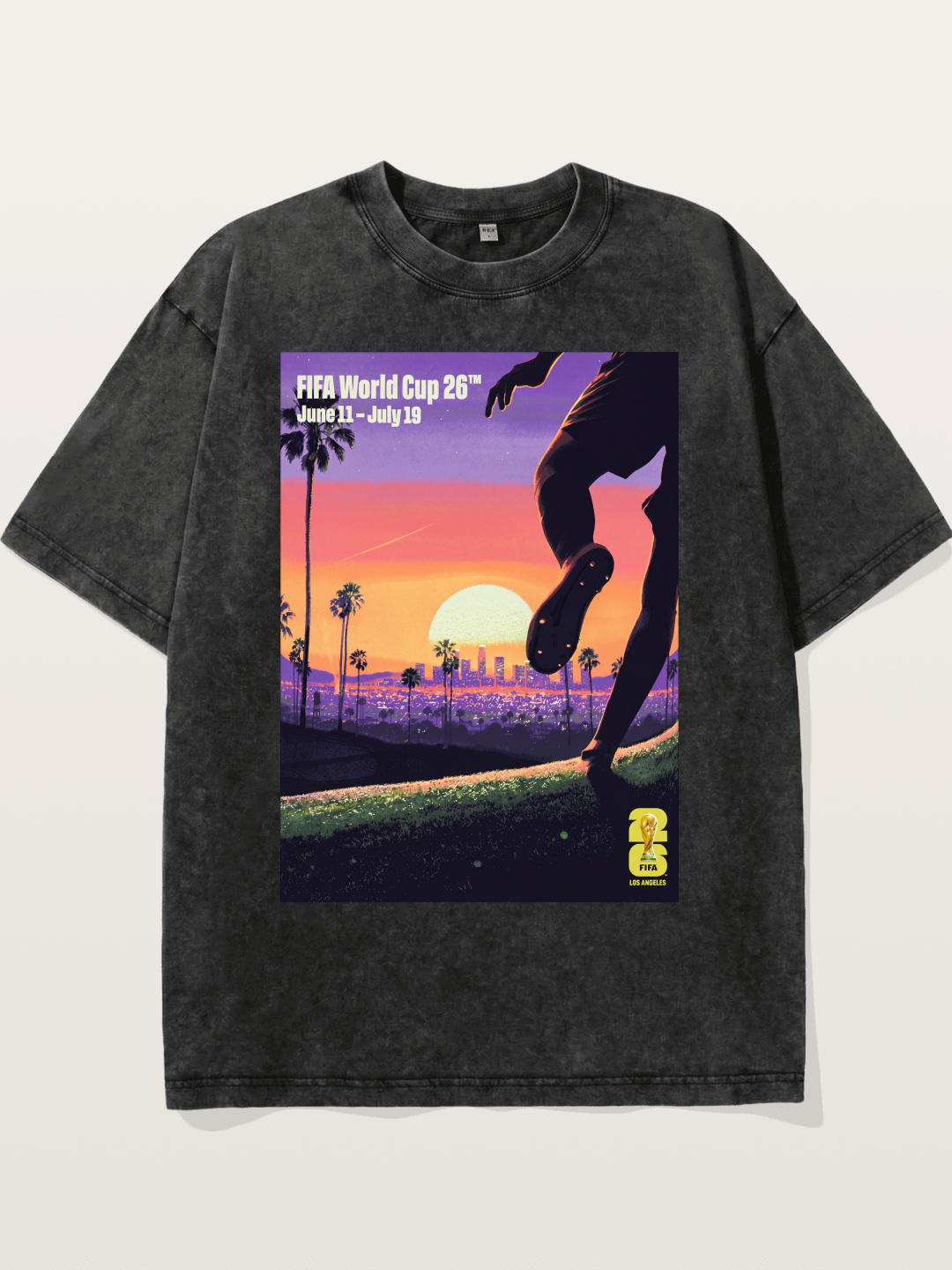 LA WC 2026 Sunset Soccer Kick Washed T-shirt