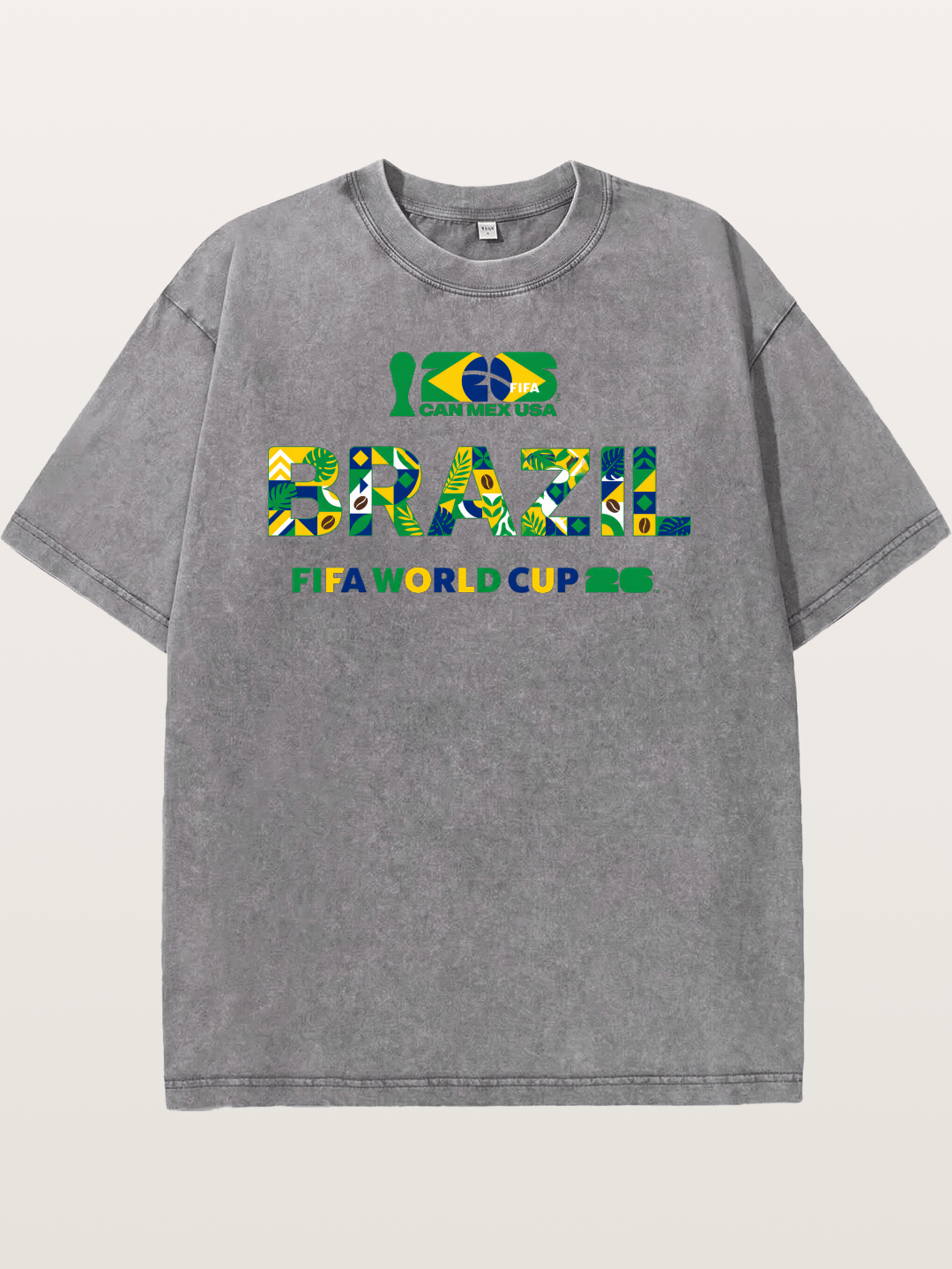 Brazil 2026 Floral Pattern Art Washed T-shirt