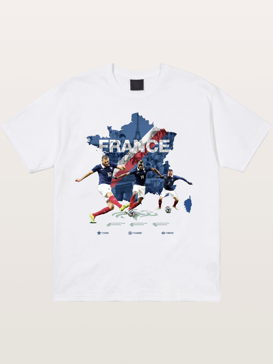 France Football Stars With Map Cotton T-shirt