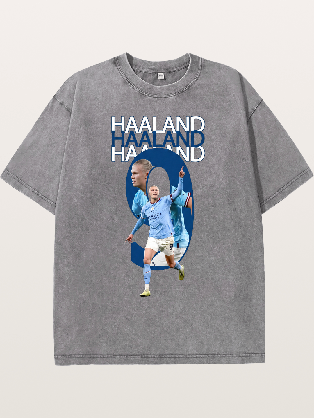 Haaland Man City Number 9 Art Washed T-shirt