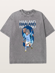 Haaland Man City Number 9 Art Washed T-shirt