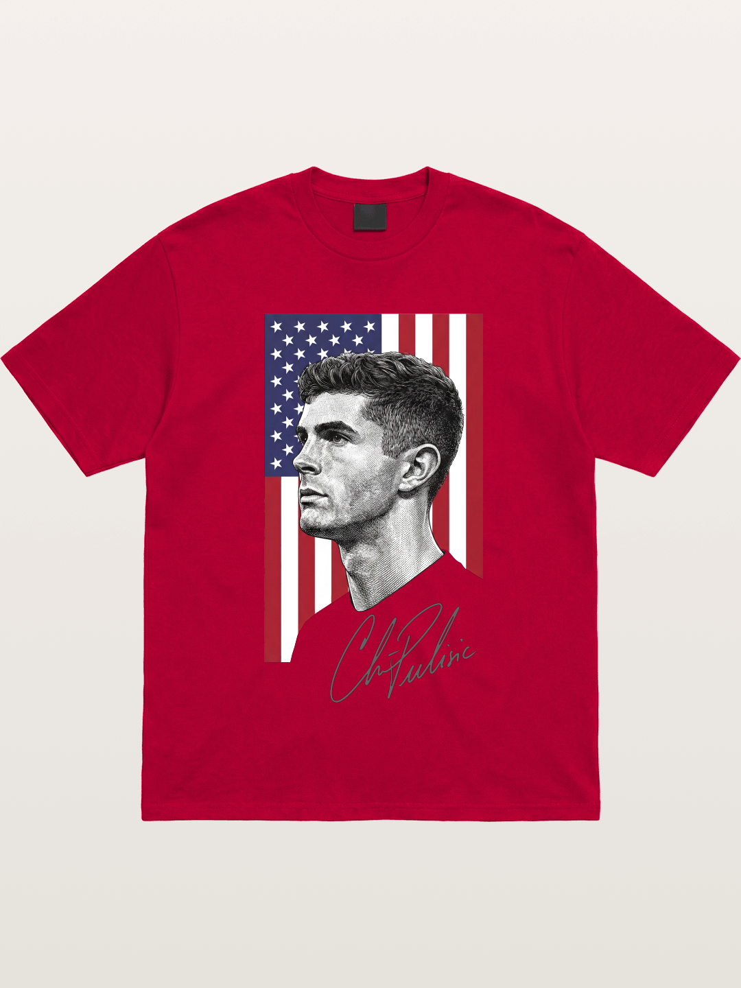 Christian Pulisic US Flag Backdrop Gildan T-shirt