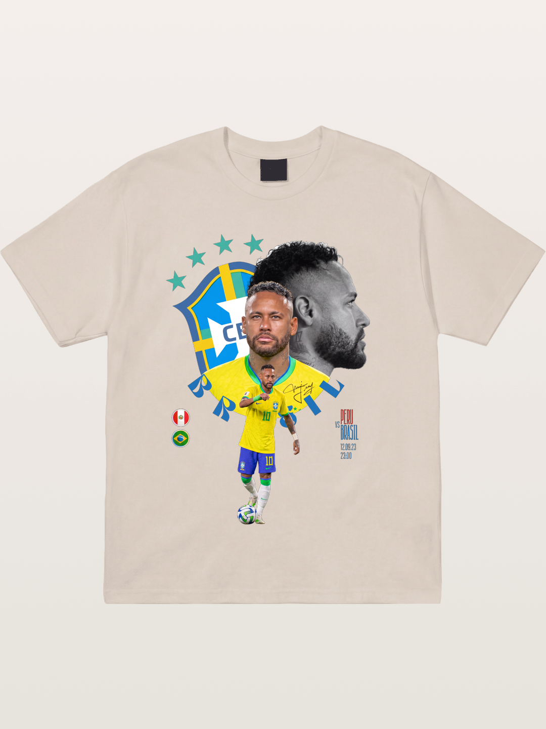 Neymar Multi Portrait Art Cotton T-shirt