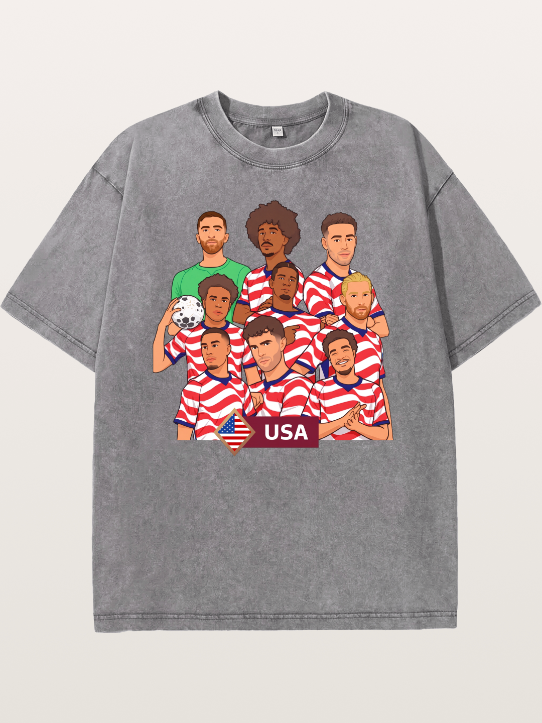 USMNT Cartoon Full Roster Gathering Washed T-shirt
