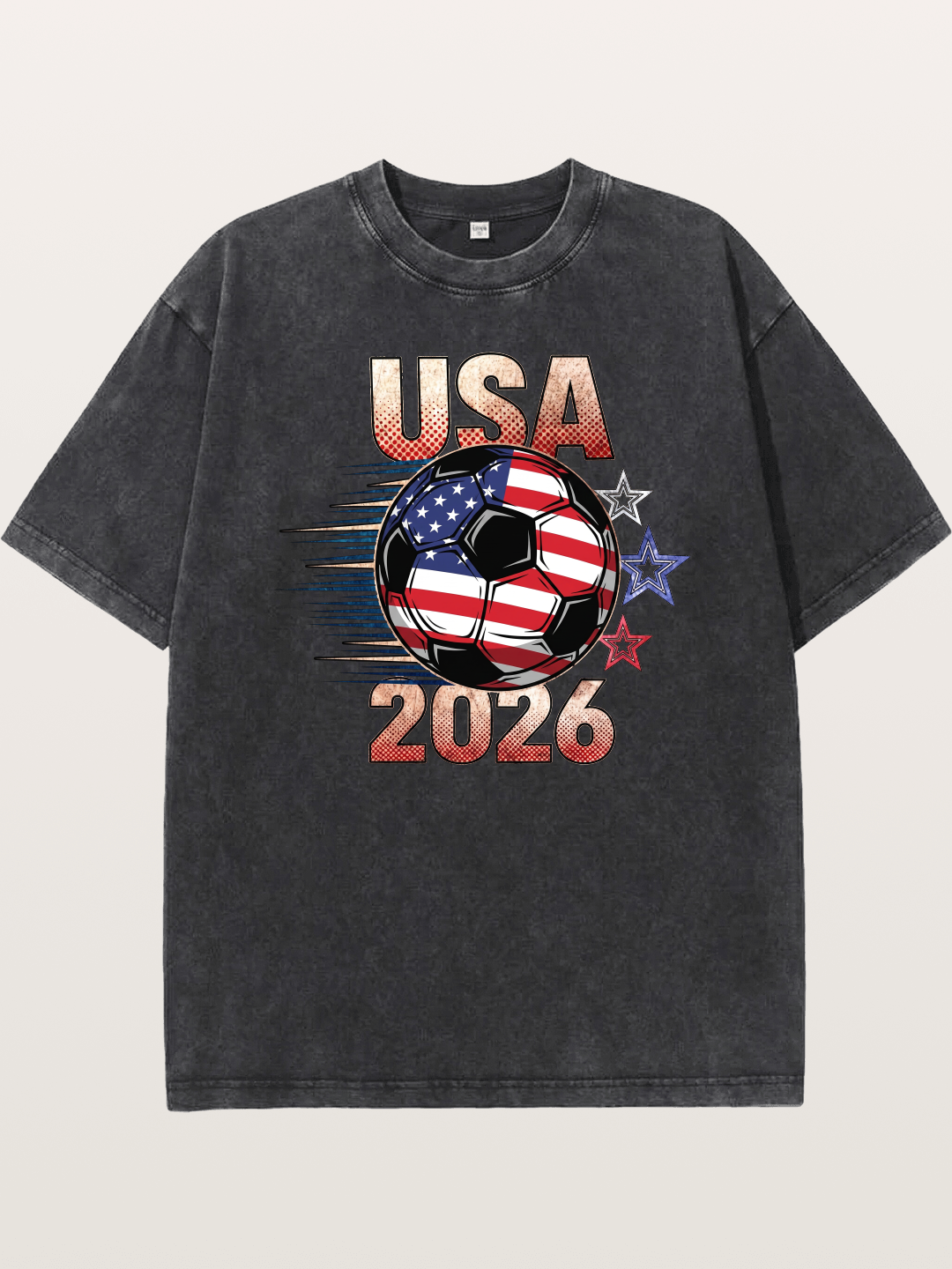 USA 2026 American Flag Soccer Ball Washed T-shirt