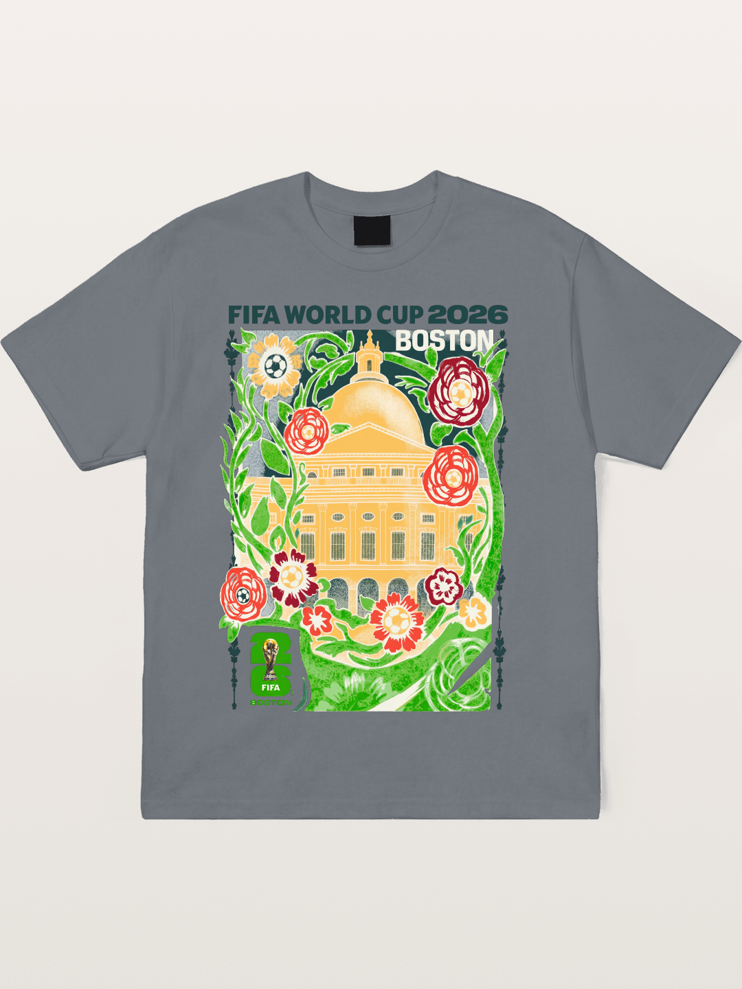 Boston WC 2026 Floral City Hall Art Cotton T-shirt